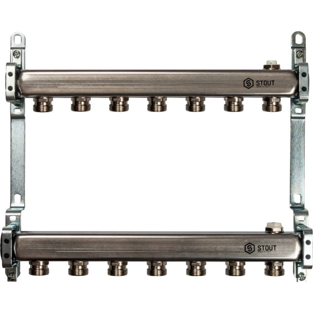 Коллектор из нержавеющей стали ASI 304L для радиаторного отопления на 7 выходов STOUT /1/